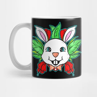 Easter Bunny With Bow Tie And Spring Flowers On Easter Mug